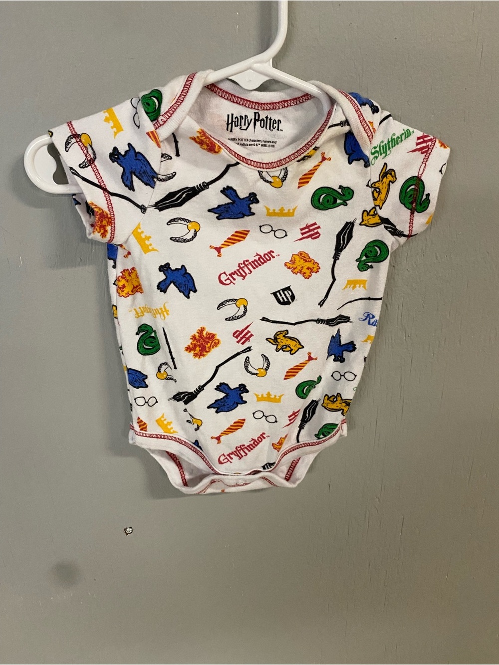 Warner Bros. Harry Potter White Multicolor House Icons Onesie